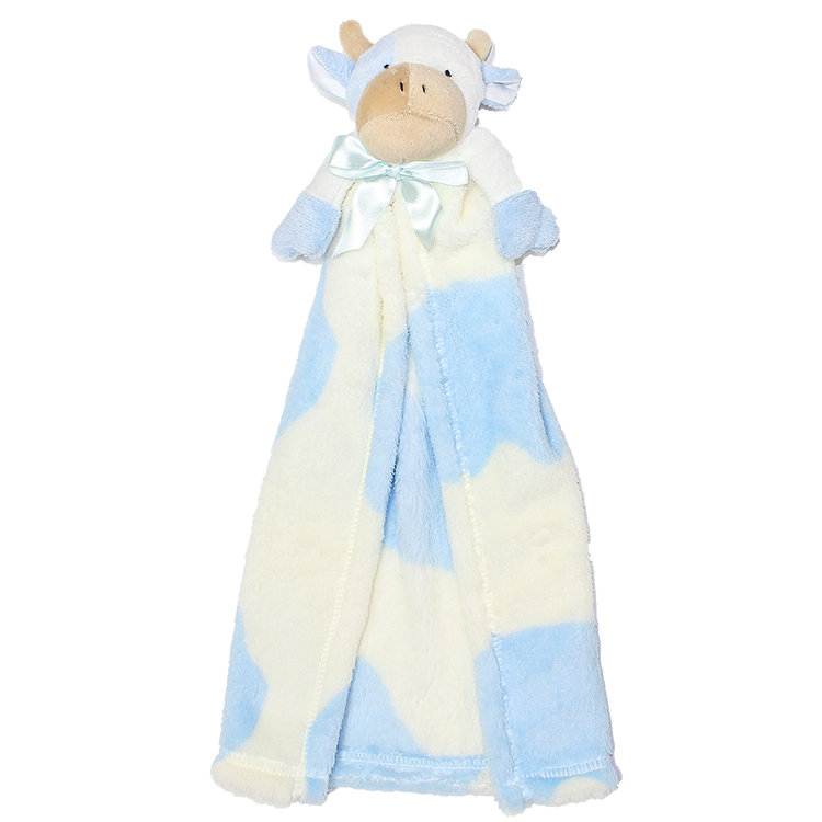 Cuddle Blanket Toy Blue and Cream Cow