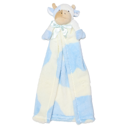 Cuddle Blanket Toy Blue and Cream Cow