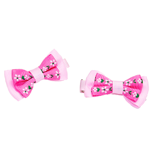 Hair Clips Pink Flower Bow