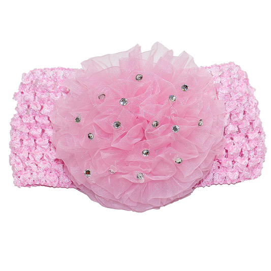 Hairband With Large Organza Pink Flower