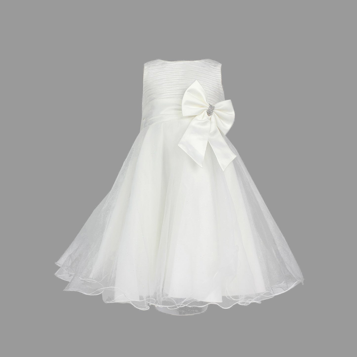 Formal Dress Diamante Bow Ivory 3-5