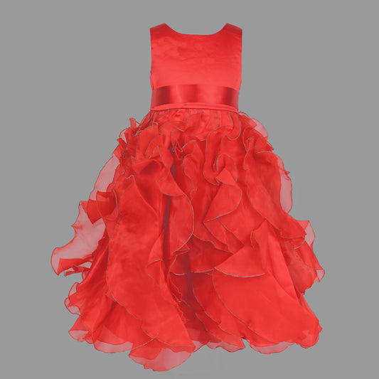 Formal Dress with Red Flounce Organza Layers 1-5