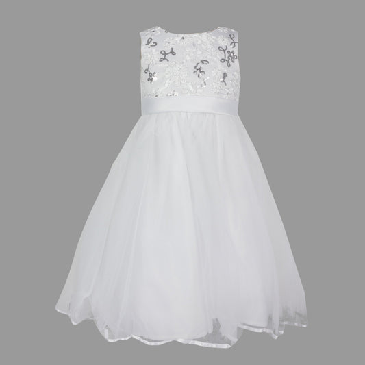 Formal Dress Tiny Dancer Sequined White and Silver 000-2