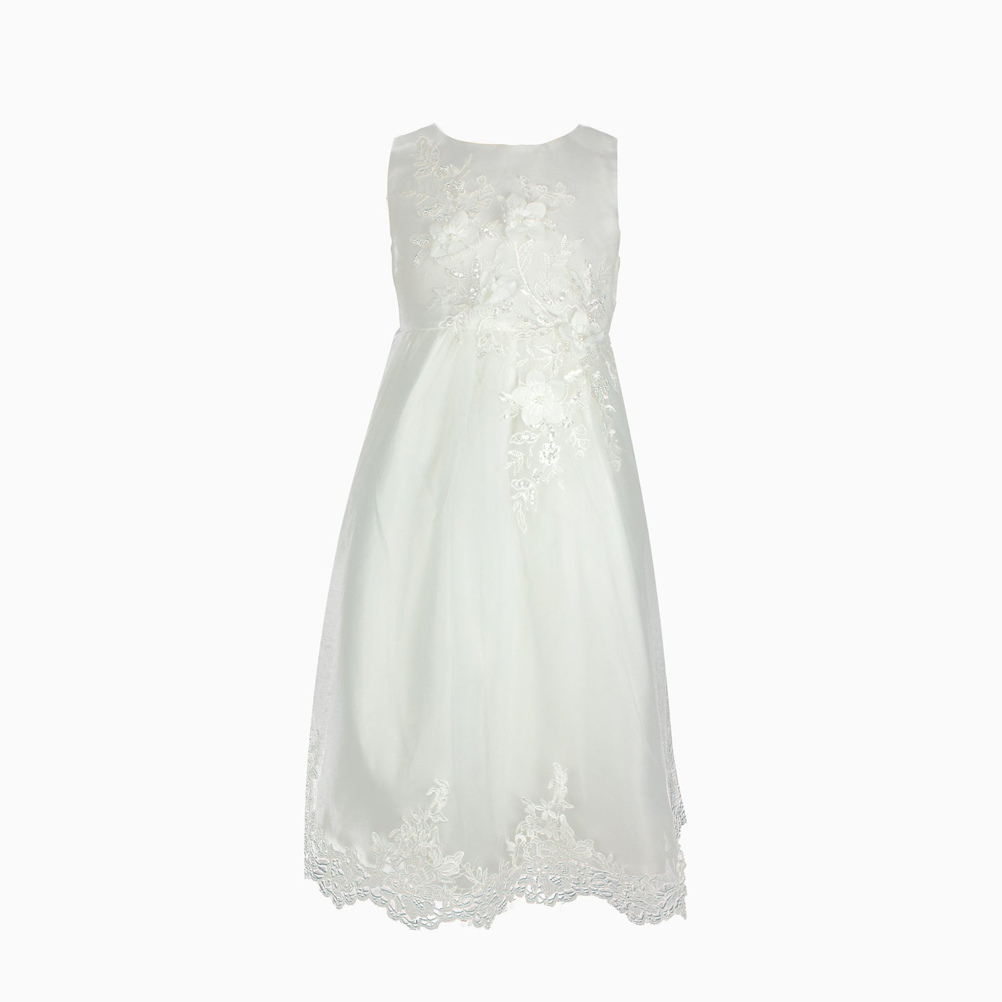 Ivory Floral Lace Formal Dress