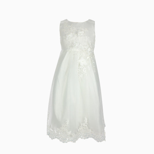 Ivory Floral Lace Formal Dress