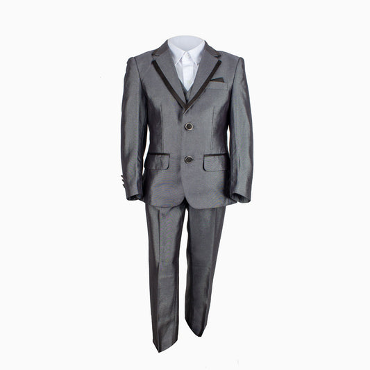 Formal Boys Black 4 Piece Silver Suit 2-7Y