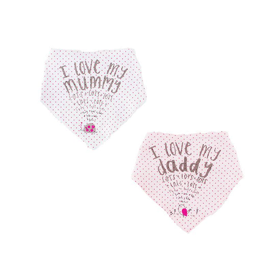 LOVE MUMMY/ I LOVE DADDY BANDANA BIB SET