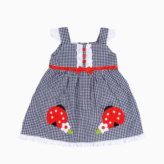 LITTLE LADY NAVY & WHITE GINGHAM DRESS