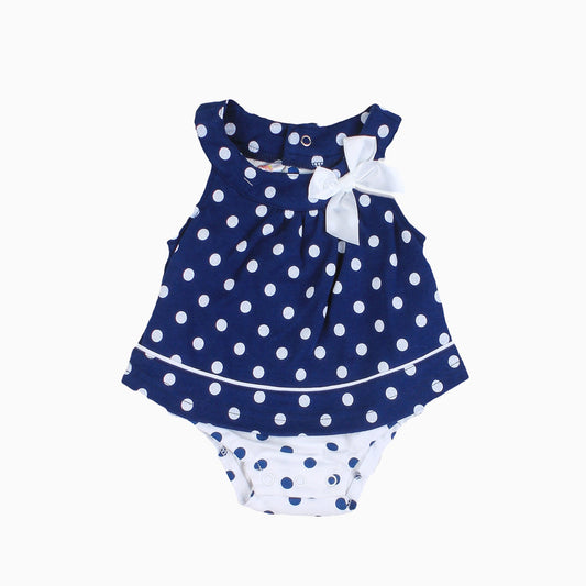 SPOTS & STRIPES NAVY & WHITE POLKA DOT BODY DRESS