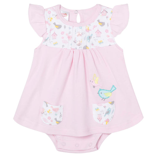 PINK BIRDY ROMPER DRESS