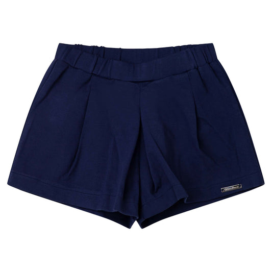 NAVY PLEATED SHORTS