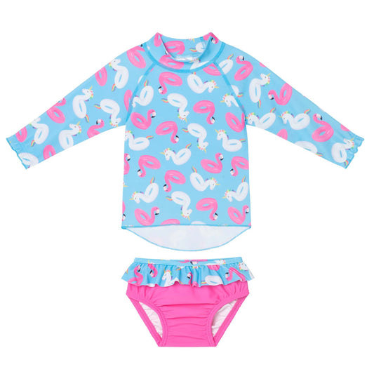 FLAMINGO FUN RASHIE SWIM SET