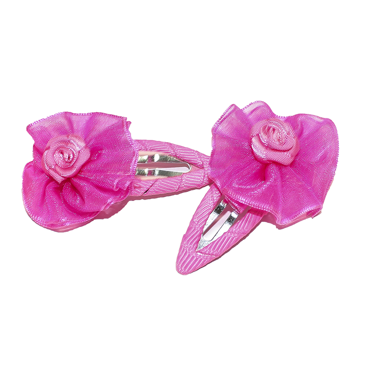 Hair Clip Hot Pink Organza Flower