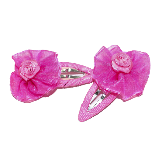Hair Clip Hot Pink Organza Flower