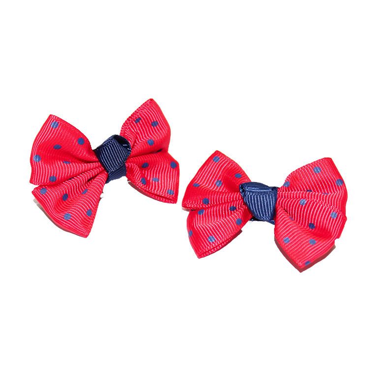 Hair Clip Red and Navy Bow