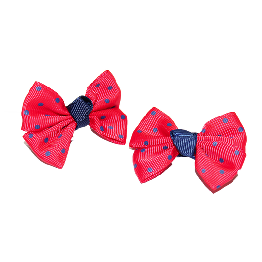 Hair Clip Red and Navy Bow