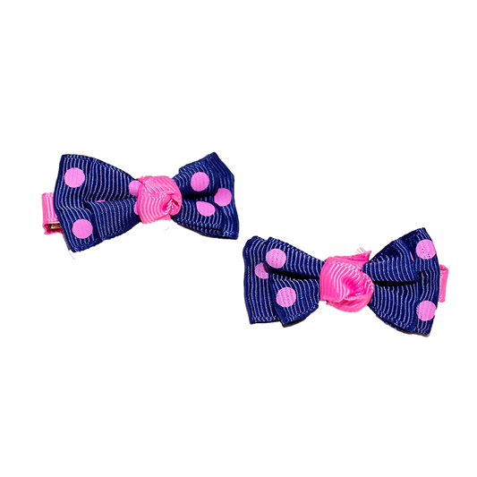 Hair Clip Navy and Pink Bow