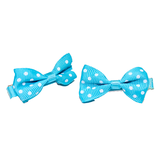 Hair Clip Aqua and White Bow