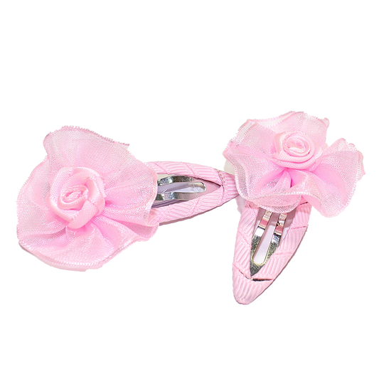 Hair Clip Baby Pink Organza Flower