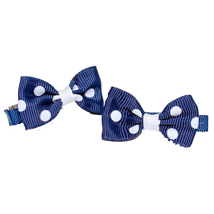 Hair Clip Navy and White Bow
