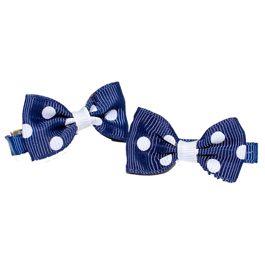 Hair Clip Navy and White Bow