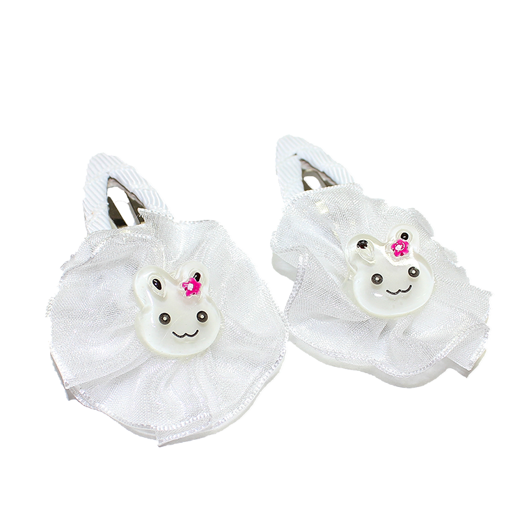 Hair Clip White Organza Flower