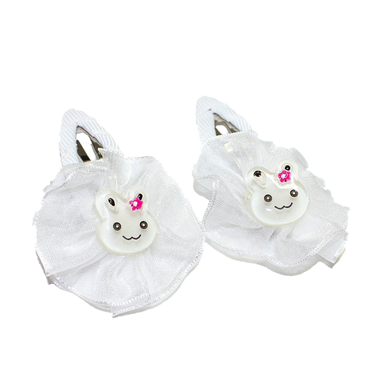 Hair Clip White Organza Flower