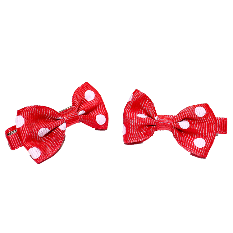Hair Clip Red and White Bow