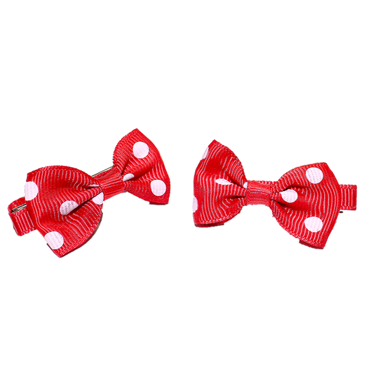 Hair Clip Red and White Bow
