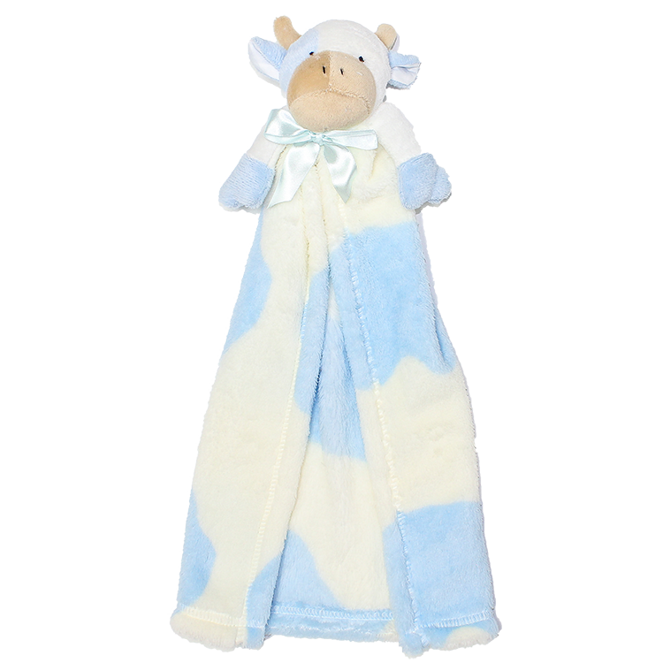 Cuddle Blanket Toy Blue and Cream Cow 