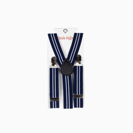 Navy & White Stripe Suspenders