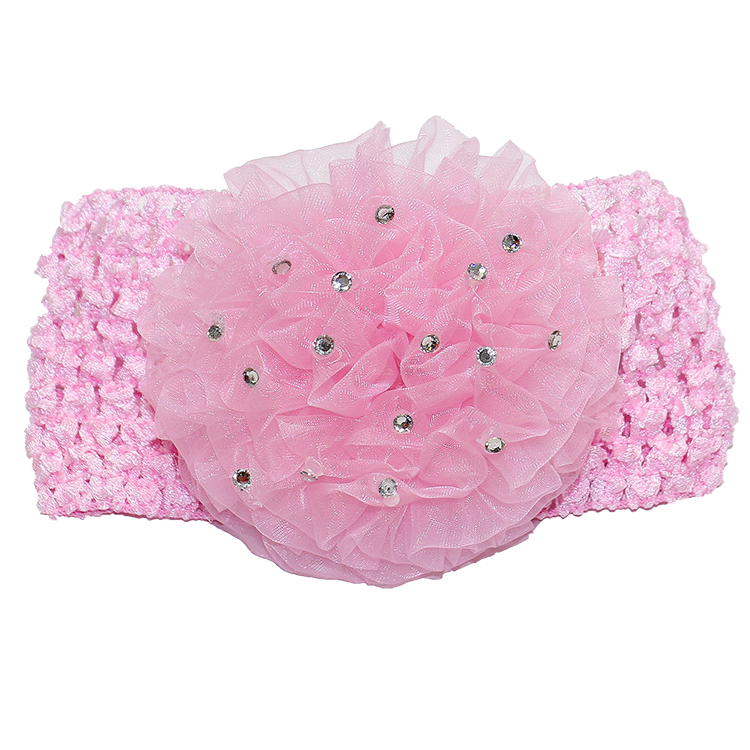 Hairband With Large Organza Pink Flower 