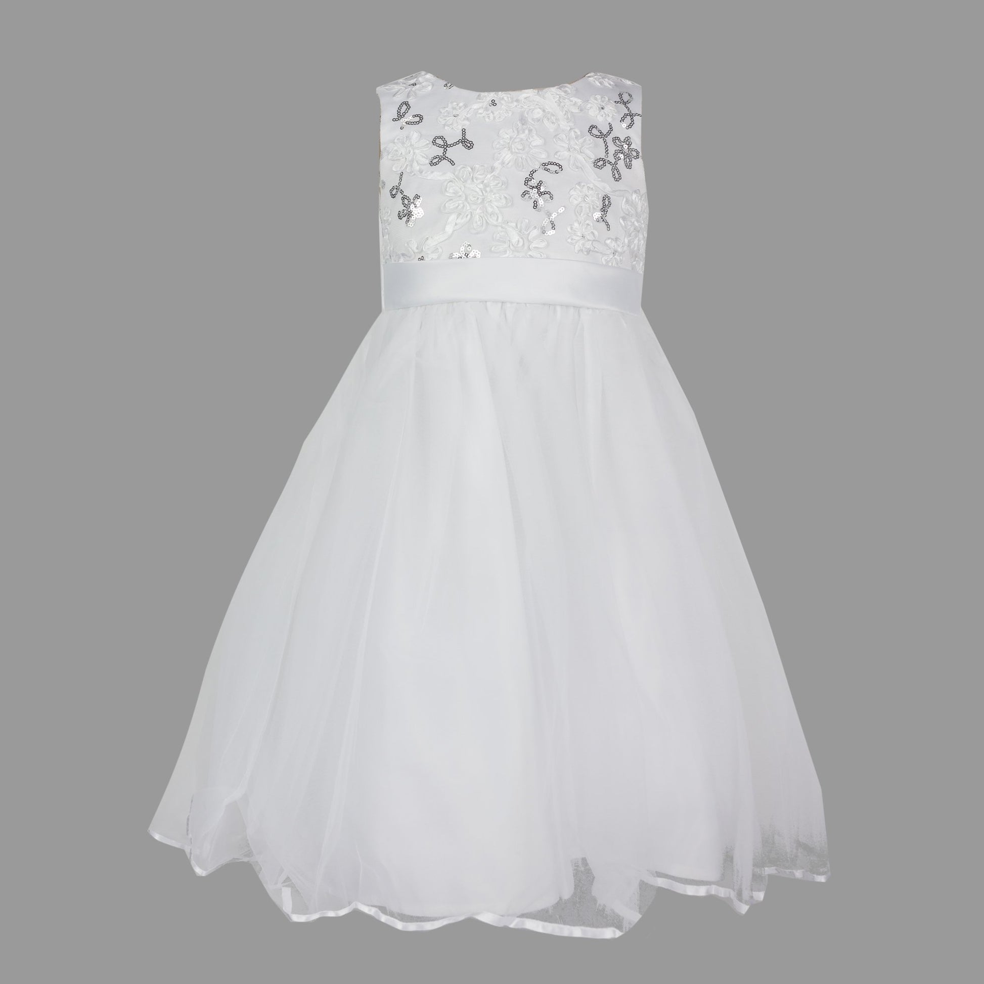 Formal Dress Tiny Dancer Sequined White and Silver 6-12