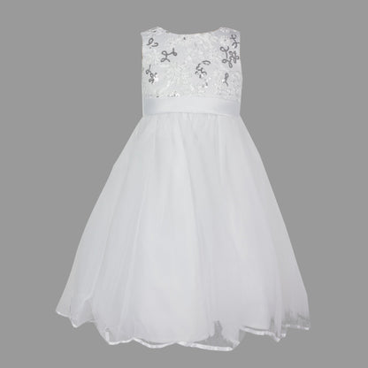 Formal Dress Tiny Dancer Sequined White and Silver 6-12
