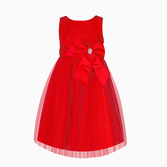 Red Sequin Diamante Bow Dress