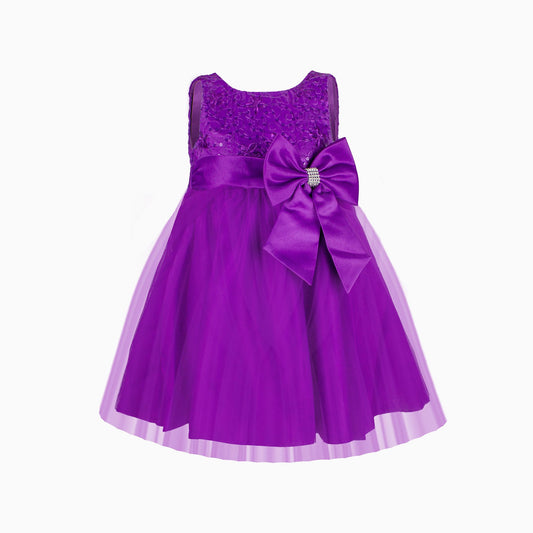 Purple Sequin Diamante Bow Dress