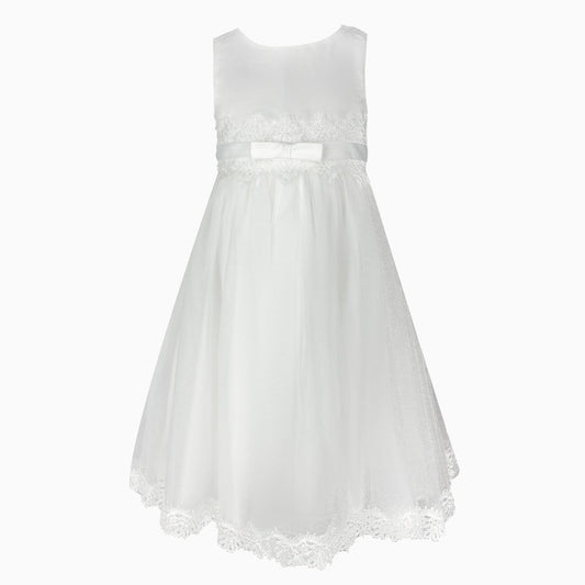 Ivory Lace Bow Formal Dress