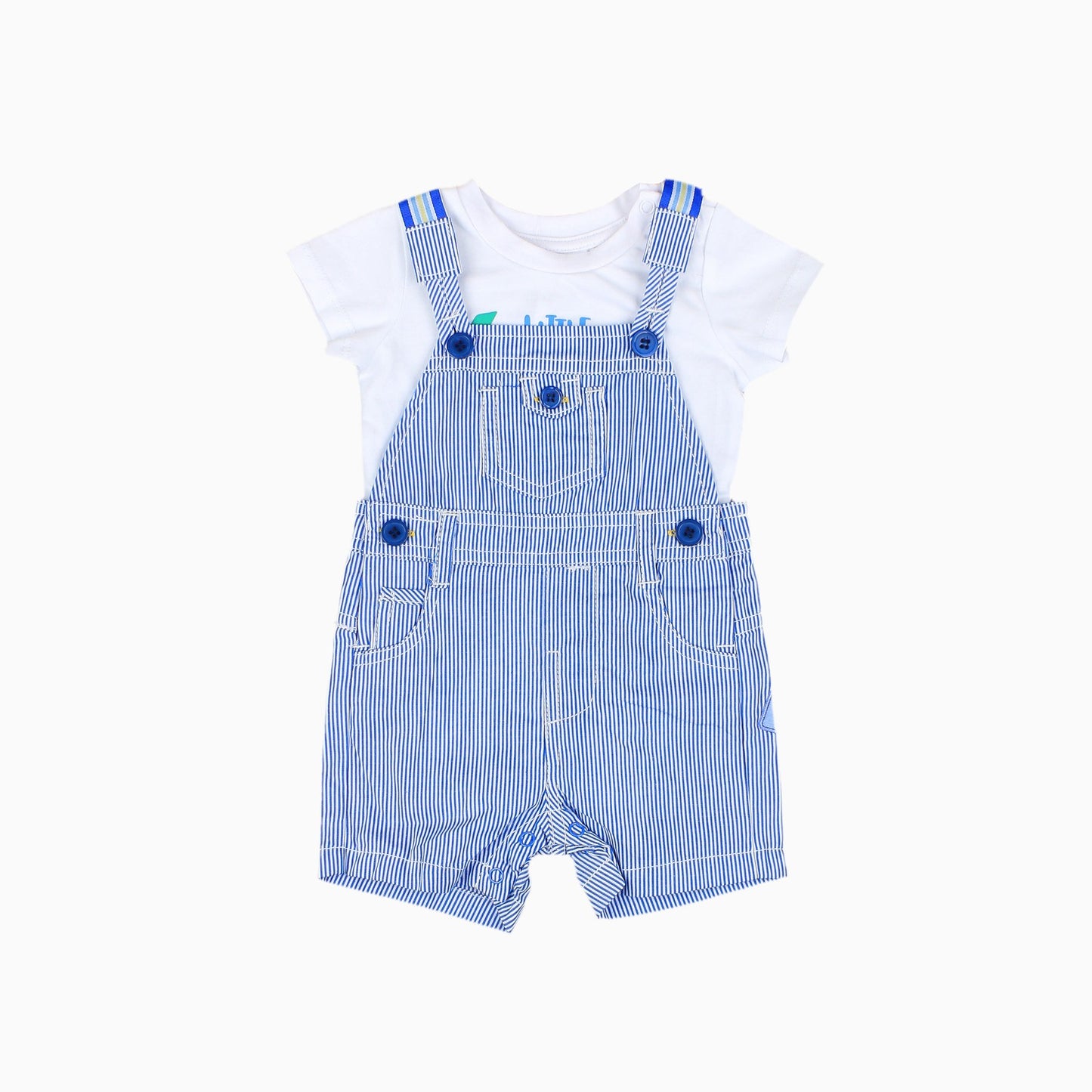 AIR CLUB STRIPE SHORTALL OVERALLS SET