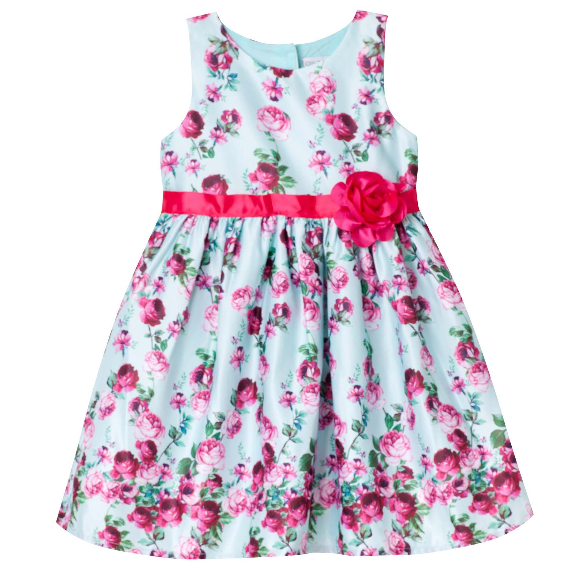 ROSE PRINT SATIN DRESS