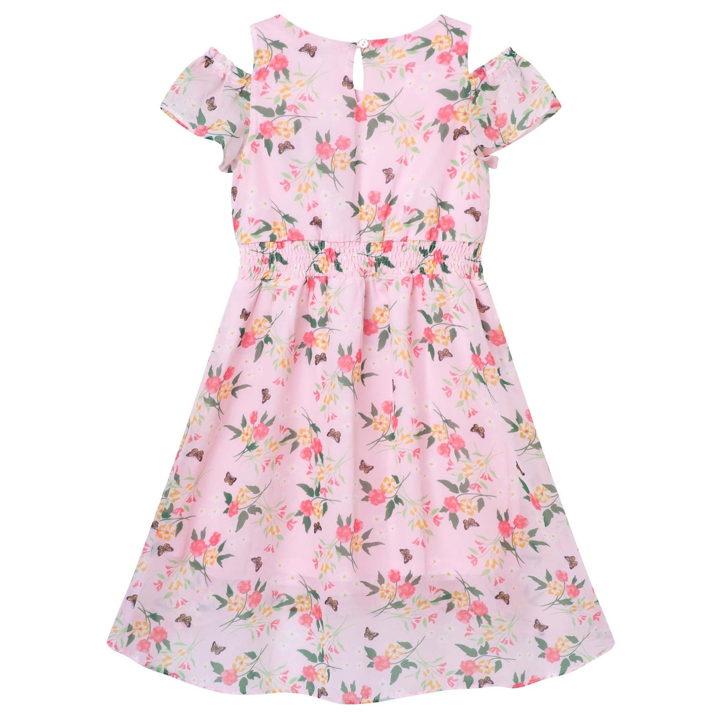 PINK FLOWER CHIFFON PARTY DRESS