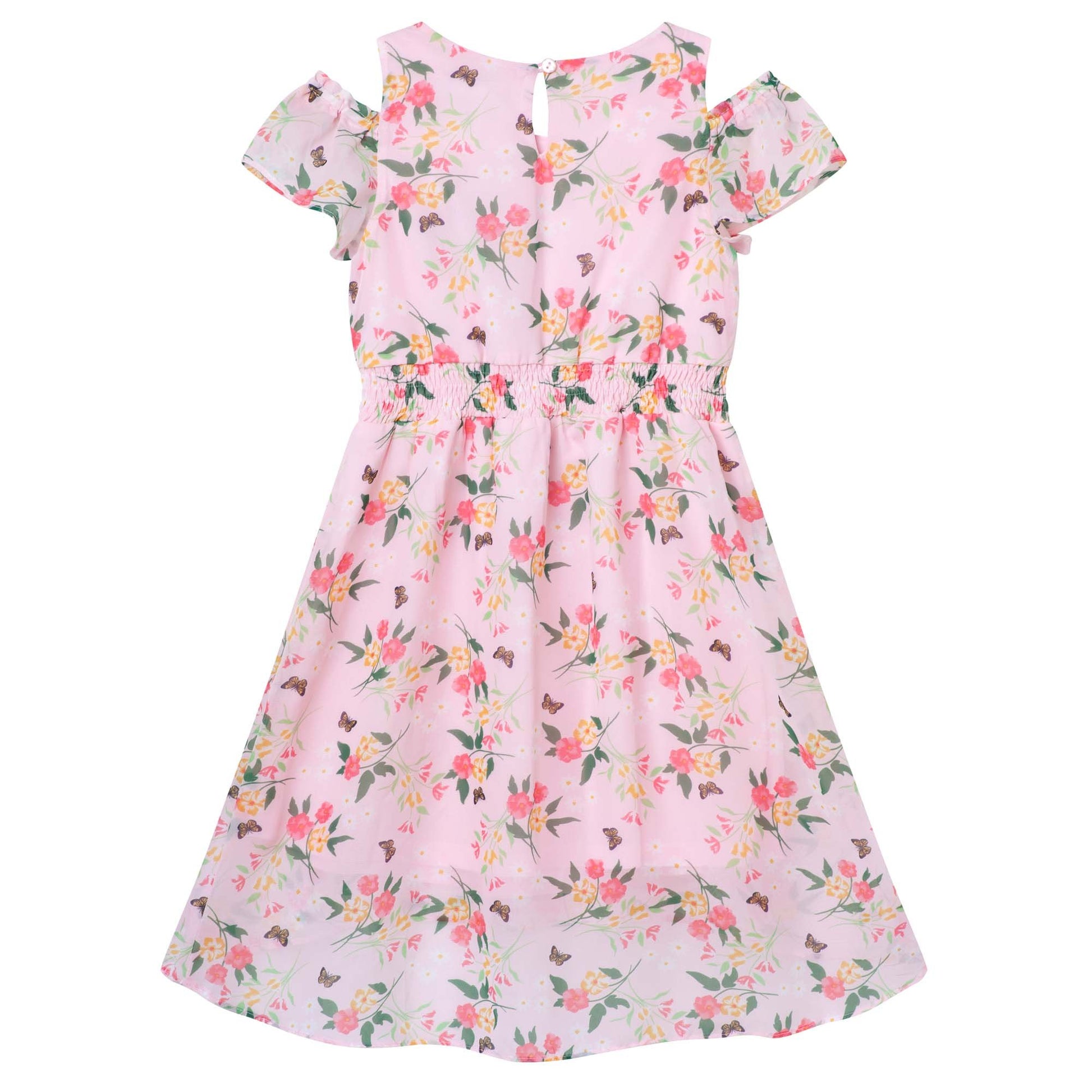 PINK FLOWER CHIFFON PARTY DRESS
