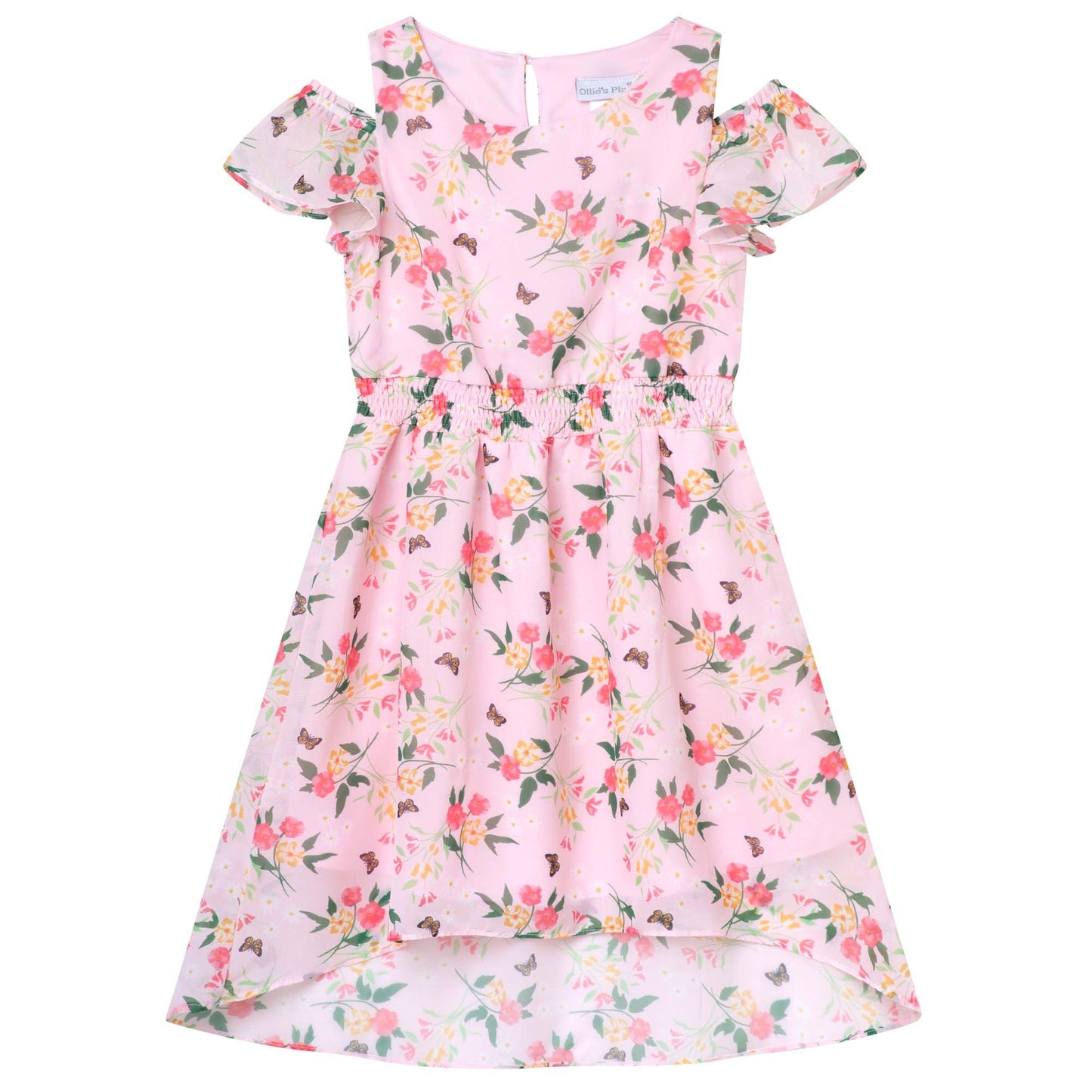 PINK FLOWER CHIFFON PARTY DRESS