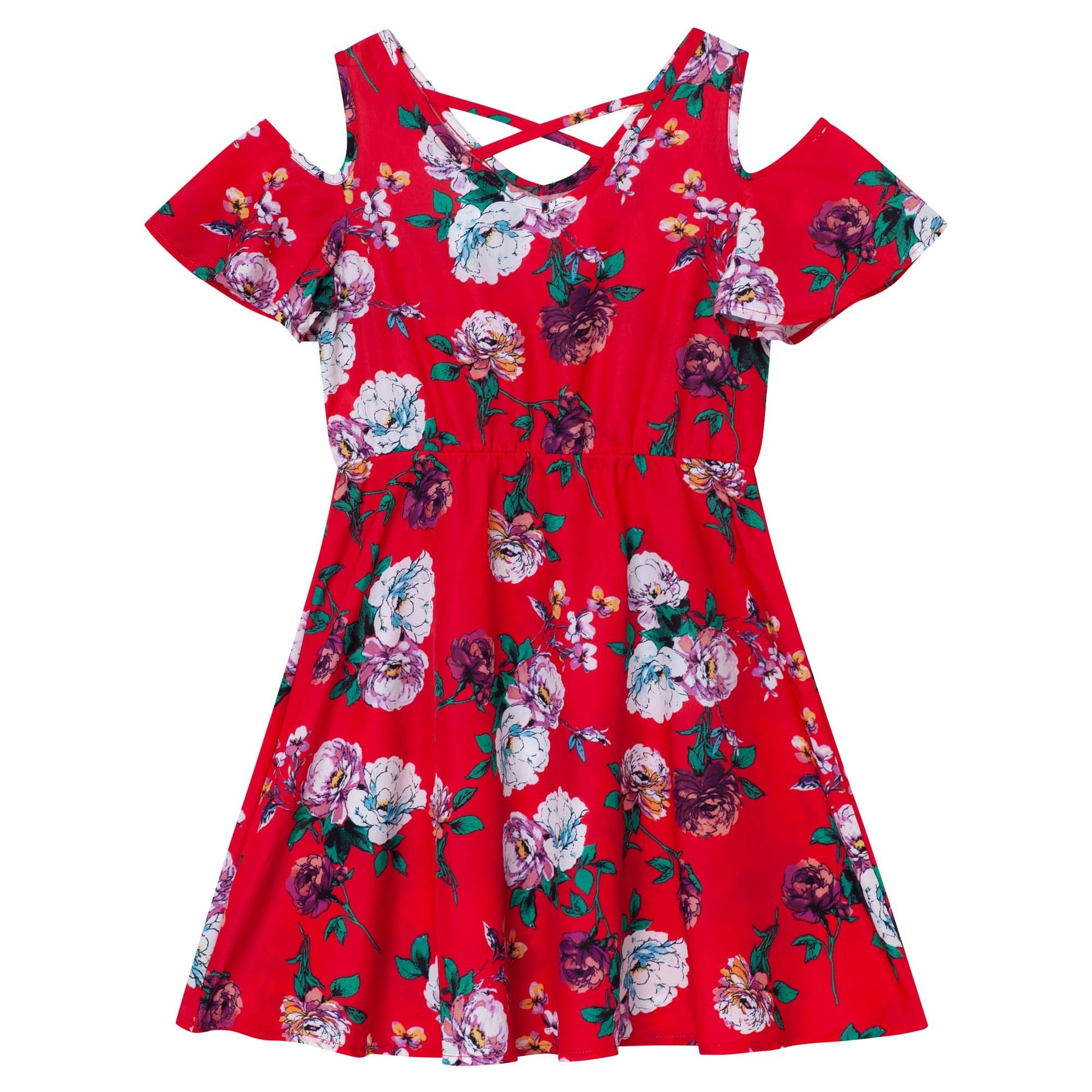 RED FLORAL PARTY DRESS