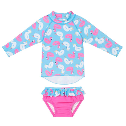 FLAMINGO FUN RASHIE SWIM SET