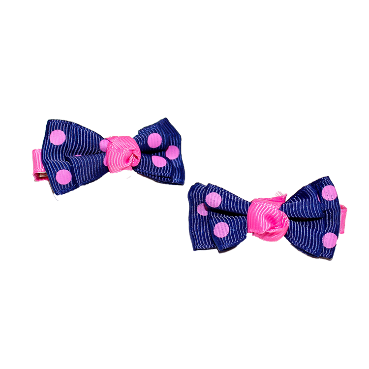 Hair Clip Navy and Pink Bow 