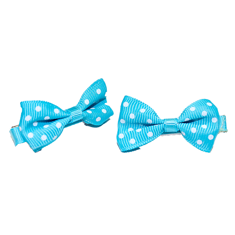 Hair Clip Aqua and White Bow 